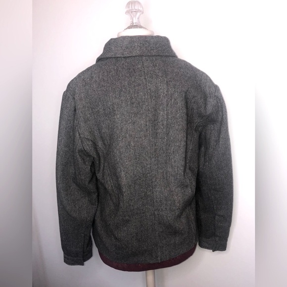 Fashion Bug Wool blend Herringbone Gray Bomber Jacket with Structured Design - Picture 3 of 13